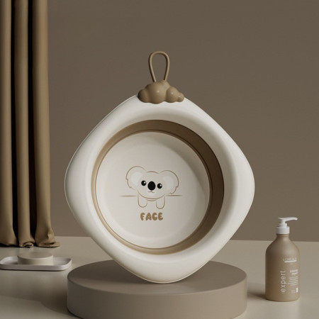 Cada Pliabila pentru Baie pentru Copii, Cyrax, Cadita pentru Bebelusi, Model Romb pentru Fata Koala, Maro, 30x30x3.5 cm, 4L