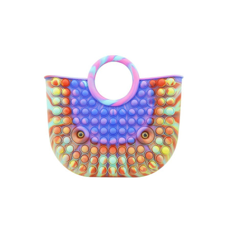 Jucarie Antistres din silicon Cyrax, Pop It Now And Flip It, Geanta mare, 28 cm, Multicolor, Model 3