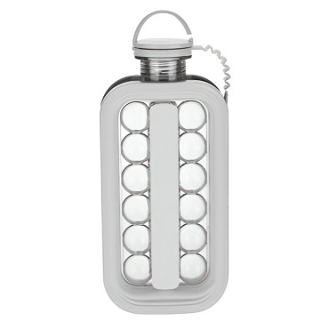 Forma pentru Gheata 2 in 1 Portabila, Cyrax, Tavita sub Forma de Sticla, Diametru 3 cm, Multifunctional, 17 Bilute de Gheata, 27.5 x 11.4 x 5.5 cm, Culoare Alb