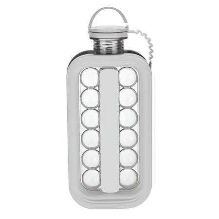 Forma pentru Gheata 2 in 1 Portabila, Cyrax, Tavita sub Forma de Sticla, Diametru 3 cm, Multifunctional, 17 Bilute de Gheata, 27.5 x 11.4 x 5.5 cm, Culoare Alb