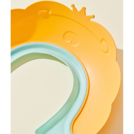 Cyrax Viziera de Protectie Baie Pentru Copii, Fippy, Model Coronita Leu, Dimensiune ajustabila, Durabil, Usor de curatat, Impotriva Samponului, pentru Ochi si Urechi, TPE+PP, 21x20.5 cm, Portocaliu