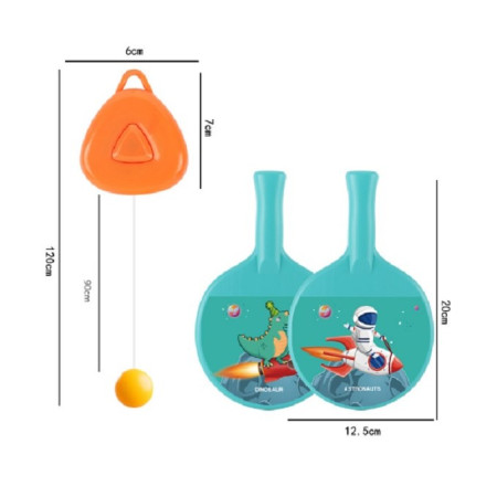 Set Palete pentru Tenis de Masa, Cyrax, pentru Copii, Accesoriu de Agatat Inclus, 2 Mingi, Design Animat, Albastru