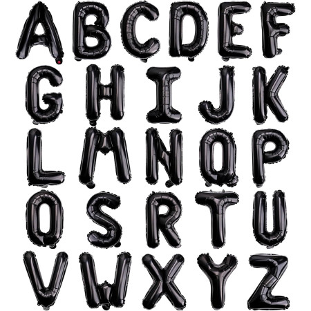 Balon Folie Metalizata Litera M, Cyrax, 40 cm, Umflati cu Heliu sau Aer, Ambalaj Individual, Pai inclus, Negru