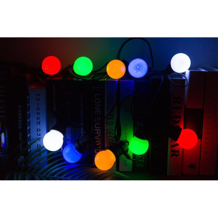 Ghirlanda Luminoasa,  fara Transformator, 10 m, 20 LED-uri Model Bulb, Interconectabila, IP65, Multicolor
