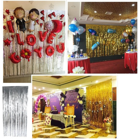 Perdea Franjurata, Cyrax, Model Decor Petrecere, pentru Fundal de Poze, Amenajare Colorata a Petrecerii, Dimensiune 100x200 cm, Gold