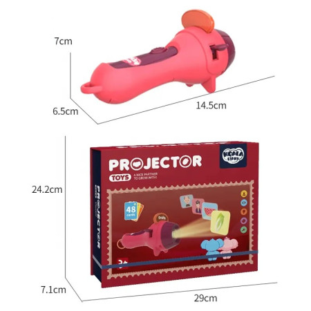 Set Jucarie Educativa, Cyrax, Proiector Tip Lanterna Pentru Copii, 6 Teme, 48 de Imagini, Cutie Depozitare, +3 ani, Rosu
