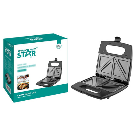 Sandwich Maker Cyrax, 24 x 23.5 cm, cu forme de triunghi si patrat, Cablu 80 cm, Material Interior Antiaderent, Inoxidabil, Maner Izolat Termic, 750W, 220 V, gri