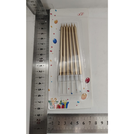 Set 6 Lumanari de Tort, Cyrax, din Parafina, 11 x 0.4 cm, Lucioase, Sampanie