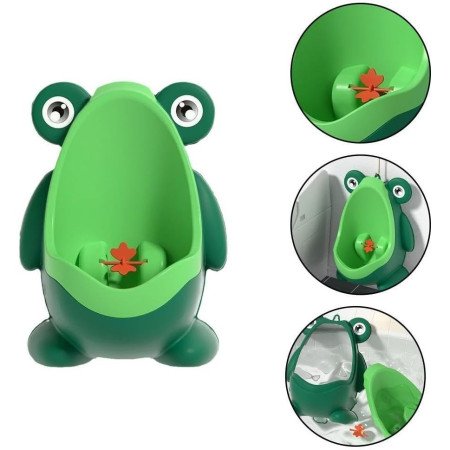 Pisoar pentru Baieti, Cyrax, 0-8 Ani, in Forma de Broasca, Perie Inclusa, Montare pe Perete, Carlig Autoadeziv Inclus, 29 x 22.5 cm, Verde