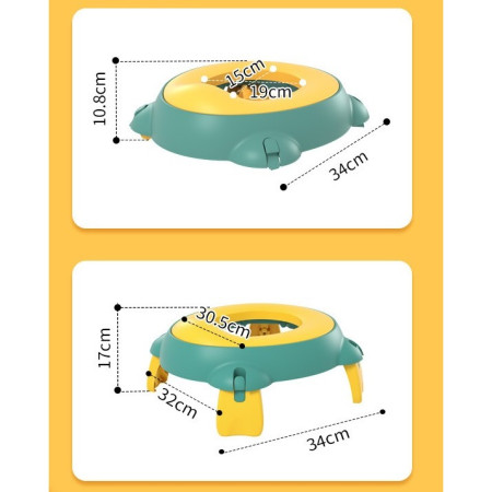 Olita Portabila,Cyrax, pentru Calatorii, Confectionata din Spuma PU, 1-6 ani, 34x32x17 cm, Verde/Galben