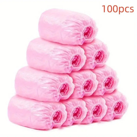 Set 100 Huse de Pantofi Impermeabile de Unica Folosinta,  Universale, Roz, pentru Zile Ploioase