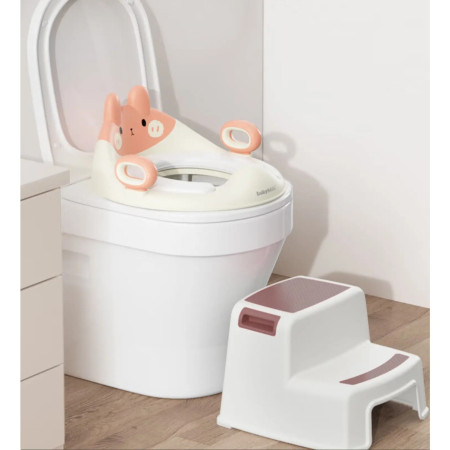 Capac WC cu Reductie, Cyrax, pentru Copii, cu Manere, Model Ursulet, Plastic Durabil, Roz