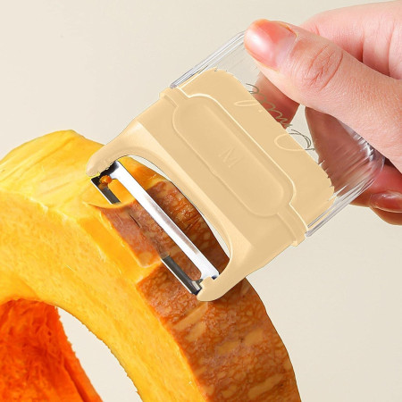 Decojitor/Curatator manual de legume si fructe, Cyrax, portabil, cu magnet, doua lame, Inox, Galben, 6.7x6x1.6 cm