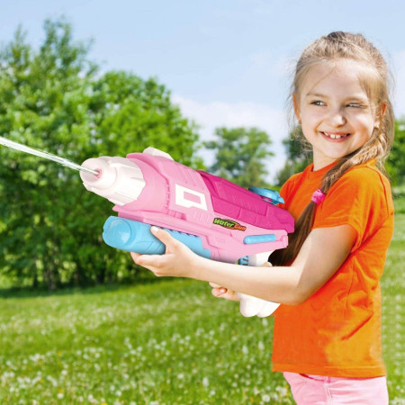 Set 2x Pistol cu Apa pentru Copii, Rezervor, Pentru Piscina/Plaja, Cyrax, 6ani+, Roz + Albastru, 600 ML