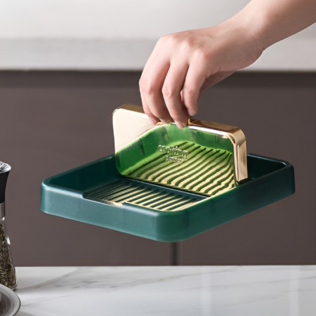 Suport Pliabil, Cyrax, pentru Capace, Linguri, Multifunctional, Plasare pe Blatul de Bucatarie, 18.9x16.2x2.6 cm, Verde