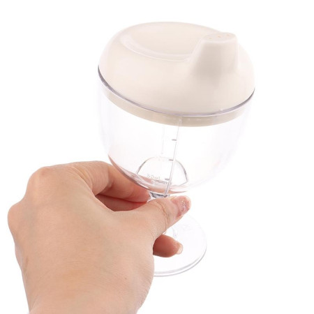 Pahar din Plastic Transparent cu Picior, Cyrax, pentru Copii, 14 x 7.7 cm, cu Cioc Antiscurgere, + 3 Ani, Fara Maner, Alb