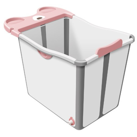 Cada Pliabila pentru Baie, Cyrax, din PP+TPE, pentru Copii +6 Luni, Model Ursulet, Scaun de Interior, Detasabil, 82 x 50 x 54 cm, Roz