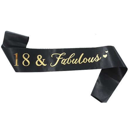 Set 2 Piese pentru Majorat, Cyrax, 15 x 13 x 5 cm, Coronita Printesa Silver si Panglica 18&Fabulous, Negru