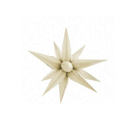 Balon din Folie Metalizata, Cyrax, Figurina Stea 3D, 66 cm, Ambalaj Individual, Pai inclus, Umflare cu Aer sau Heliu, Crem