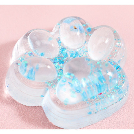 Jucarie Antistres Squishy, Cyrax, cu Revenire Lenta, Squeeze Pinch Family, Model Cat Paw, 6.5 x 7 cm, din Tpr, 4-6 Ani, Model 4 Sclipici, Transparent