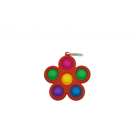Cyrax Jucarie Push Pop Bubble Fidget, Pop It, breloc antistres, Floare, Multicolor/Rosu
