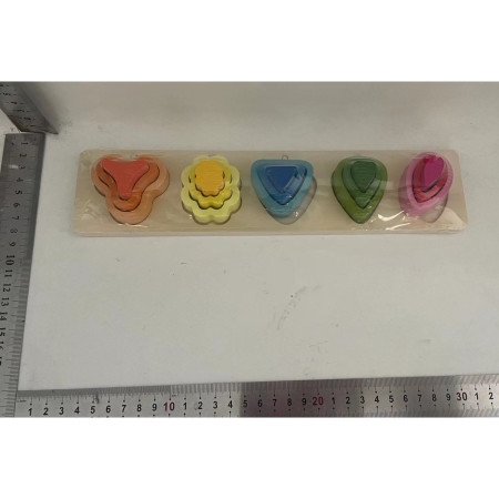 Jucarie Montessori din Lemn, Cyrax, Tip Puzzle, cu 5 Forme Asimetrice, 15 Piese, Educativa, Interactiva, Creativa, Model Copaci, Materiale Non Toxice, +2 Ani, 29x6.5 cm, Multicolor