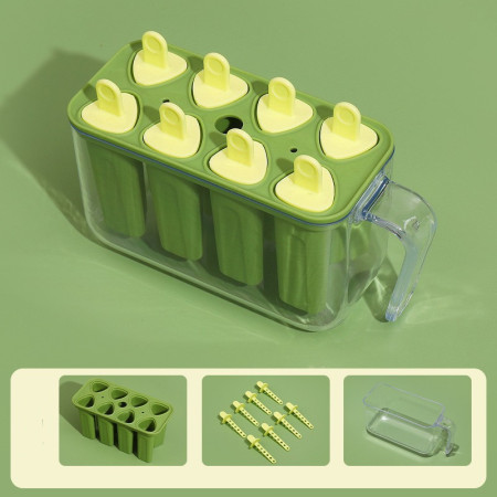 Forme de inghetata, Cyrax, 8 Forme din Silicon, Forma pentru Inghetata din si Sucuri Ghetate, 13 x 10 x 6.5 cm, Verde