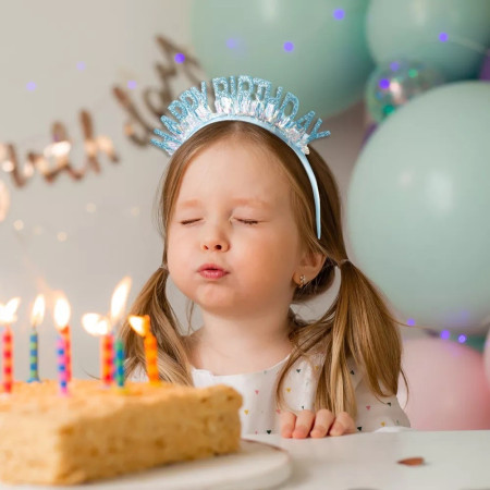 Coronita Decorativa pentru Petreceri, Cyrax, Tema Aniversare, Model Happy Birthday, Marime Universala, Albastru