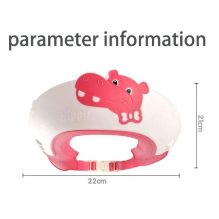 Cyrax Viziera de Protectie Baie Pentru Copii, Fippy, Model Hipopotam, Dimensiune ajustabila, Durabil, Usor de curatat, Impotriva Samponului, pentru Ochi si Urechi, TPE+PP, 22x21 cm, Rosu