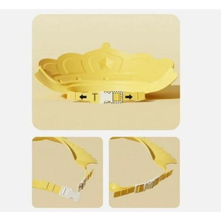 Casca de Dus, Cyrax, Previne Scurgerea Apei si Samponului pe Fata, 0-12 Ani, Ajustabila, din TPE+PP, 20 x 23 cm, Model Coroana, Galben