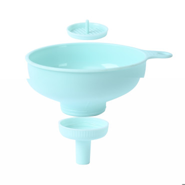 Palnie din plastic 3 in 1 Cyrax, doua dimensiuni de scurgere, cu filet si filtru, diametru scurgere 5.4 cm, 11.5 x 16.7 cm, albastru