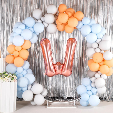 Balon Folie Metalizata Litera W, Cyrax, 80 cm, Umflati cu Heliu sau Aer, Ambalaj Individual, Pai inclus, Rose Gold