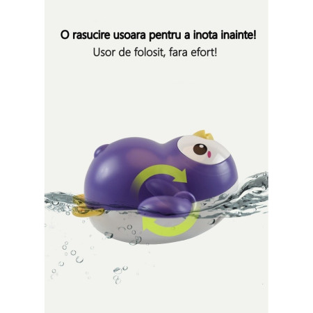 Jucarie de baie interactiva pentru copii, Cyrax, pinguinul mov