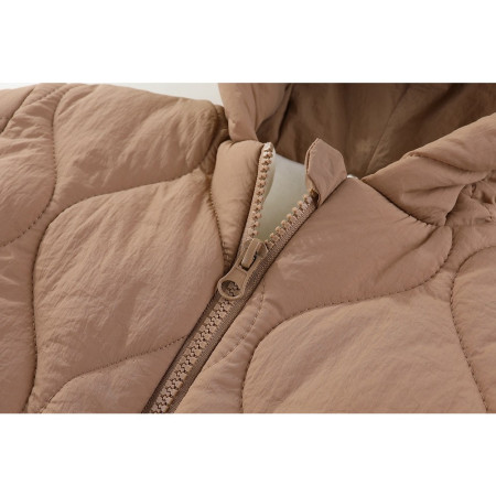 Combinezon de Iarna, Cyrax, pentru Bebelusi, din Bumbac, cu Urechi, Mansete Elastice, Unisex, 73 cm, Maro