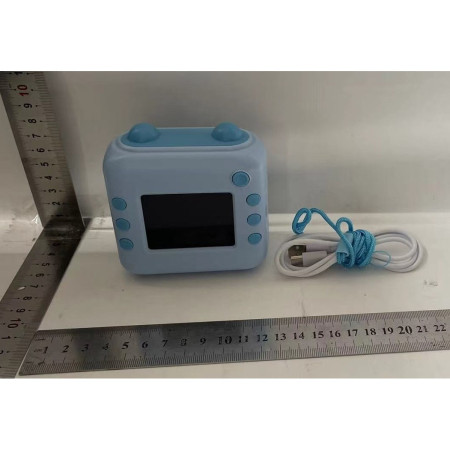 Camera Instantanee pentru Copii, Cyrax, cu Functie de Printare, Cablu USB-C, Bluetooth, compatibil iOS/Android, Imprimare APP, Model Urechi, Snur Subtire Inclus, Albastru