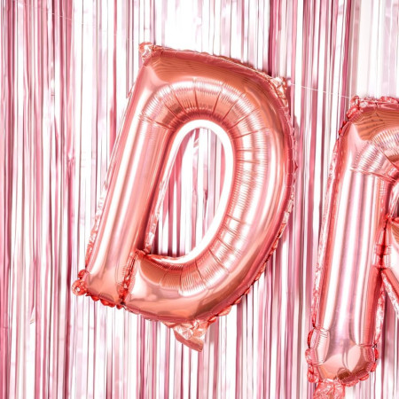 Balon Folie Metalizata Litera D, Cyrax, 40 cm, Umflati cu Heliu sau Aer, Ambalaj Individual, Pai inclus, Rose Gold