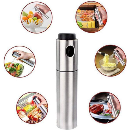 Pulverizator ulei Cyrax, spray, material otel inoxidabil, manual, 100 ml, 17.7 x 4 cm, argintiu