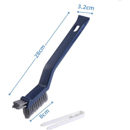 Perie 3in1 de Curatat Podele si Rosturi,  Lungime Maner 28 cm, Peri din PP, Otel si Plastic, Cleste pentru Scame si Par Inclus, Albastru