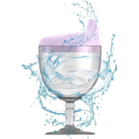 Pahar din Plastic Transparent cu Picior, Cyrax, pentru Copii, 14 x 7.7 cm, cu Cioc Antiscurgere, + 3 Ani, Fara Maner, Mov