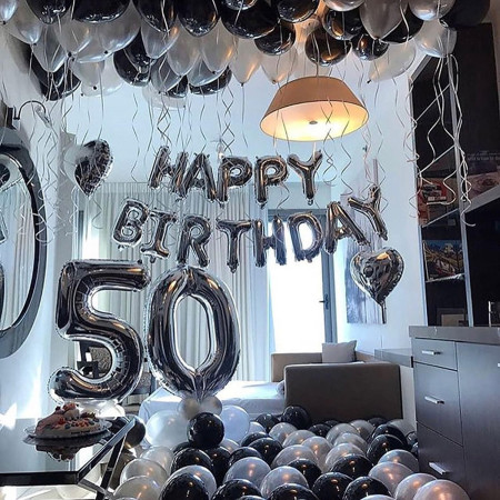 Balon din Folie Metalizata, Cyrax, Figurina Cifra, Tema Aniversare 100 cm, Ambalaj Individual, Pai inclus, Umflare cu Aer sau Heliu, Argintiu, Cifra 5