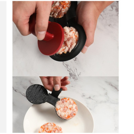 Cyrax Presa dubla pentru hamburgeri 2 in 1, forma si presa, cu maner, material ABS, 20x10 cm, 140 g, negru