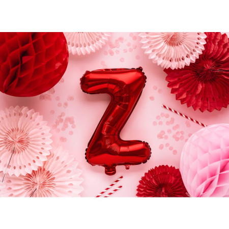 Balon Folie Metalizata Litera Z, Cyrax, 40 cm, Umflati cu Heliu sau Aer, Ambalaj Individual, Pai inclus, Rosu