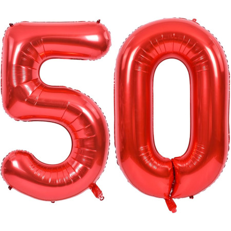 Balon din Folie Metalizata Cyrax, Figurina Cifra, Tema Aniversare 80 cm, Ambalaj Individual, Pai inclus, Umflare cu Aer sau Heliu, Rosu, Cifra 5