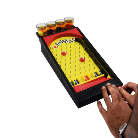 Joc de societate Pinball cu pahare pentru shoturi Cyrax, 40 x 17,7 cm, galben