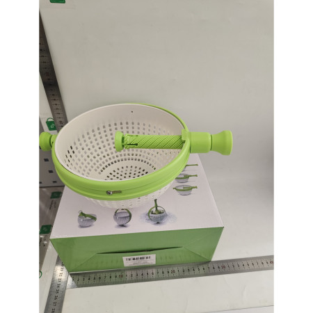 Cyrax Strecuratoare multifunctionala rotativa, cu maner, material ABS, 22x12 cm, maner 18 cm, cu ventuza pentru prindere sigura, practic si usor de folosit, verde