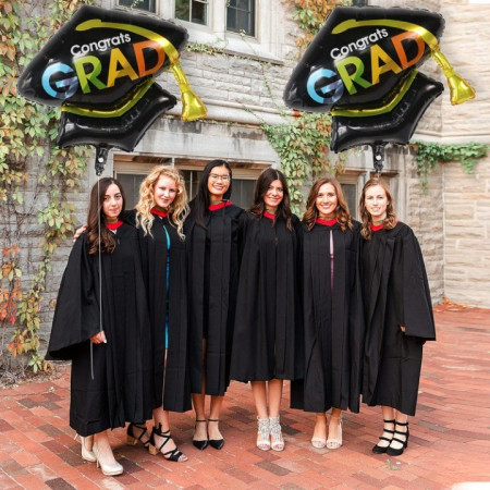 Balon din Folie Metalizata, Cyrax, Figurina, Model Toca Congrats Grad, Tematica Absolvire,  66x66 cm, Ambalaj Individual, Pai Inclus, Umflare cu Aer sau Heliu, Negru