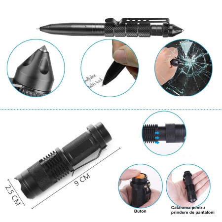 Kit supravietuire multifuncional  42 de Instrumente Profesionale, Echipament de prim-ajutor, Drumetie, Camping