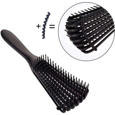 Perie Flexibila, Cyrax, pentru Descurcat Par Cret/Umed si Uscat, 8 Brate Mobile, din TPE, 24.5 x 4.5 x 2 cm, Negru