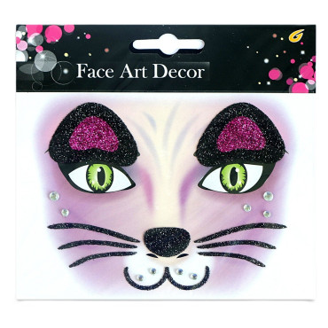 Sticker Temporar pentru Fata, Cyrax, pentru Machiaj, Face Art, Halloween, Teatru, Model Pisica, Mov