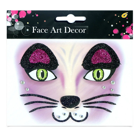 Sticker Temporar pentru Fata, Cyrax, pentru Machiaj, Face Art, Halloween, Teatru, Model Pisica, Mov